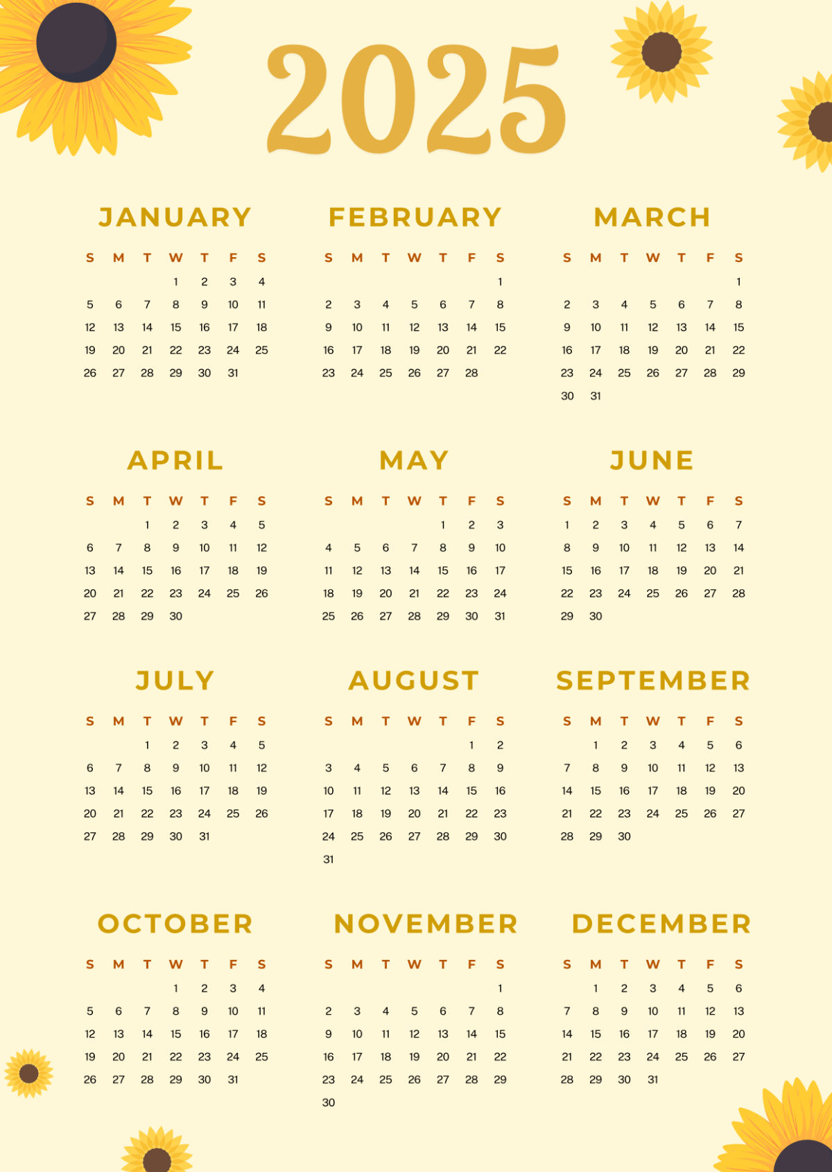 Free One-Page 2025 Calendar Template - Edit Online &amp;amp; Download | 2025 Calendar Printable Single Page