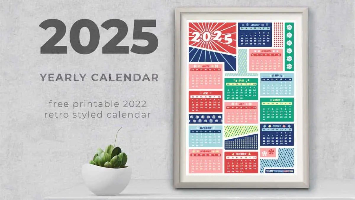 Free One Page 2025 Printable Calendar - Free Printables Online | 2025 One Page Calendar Free Printable