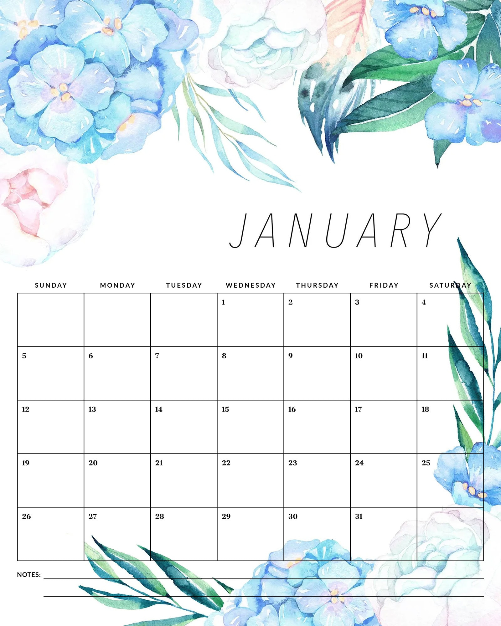 Free Printable 2025 Floral Calendar - The Cottage Market | 2025 Calendar Printable Flowers