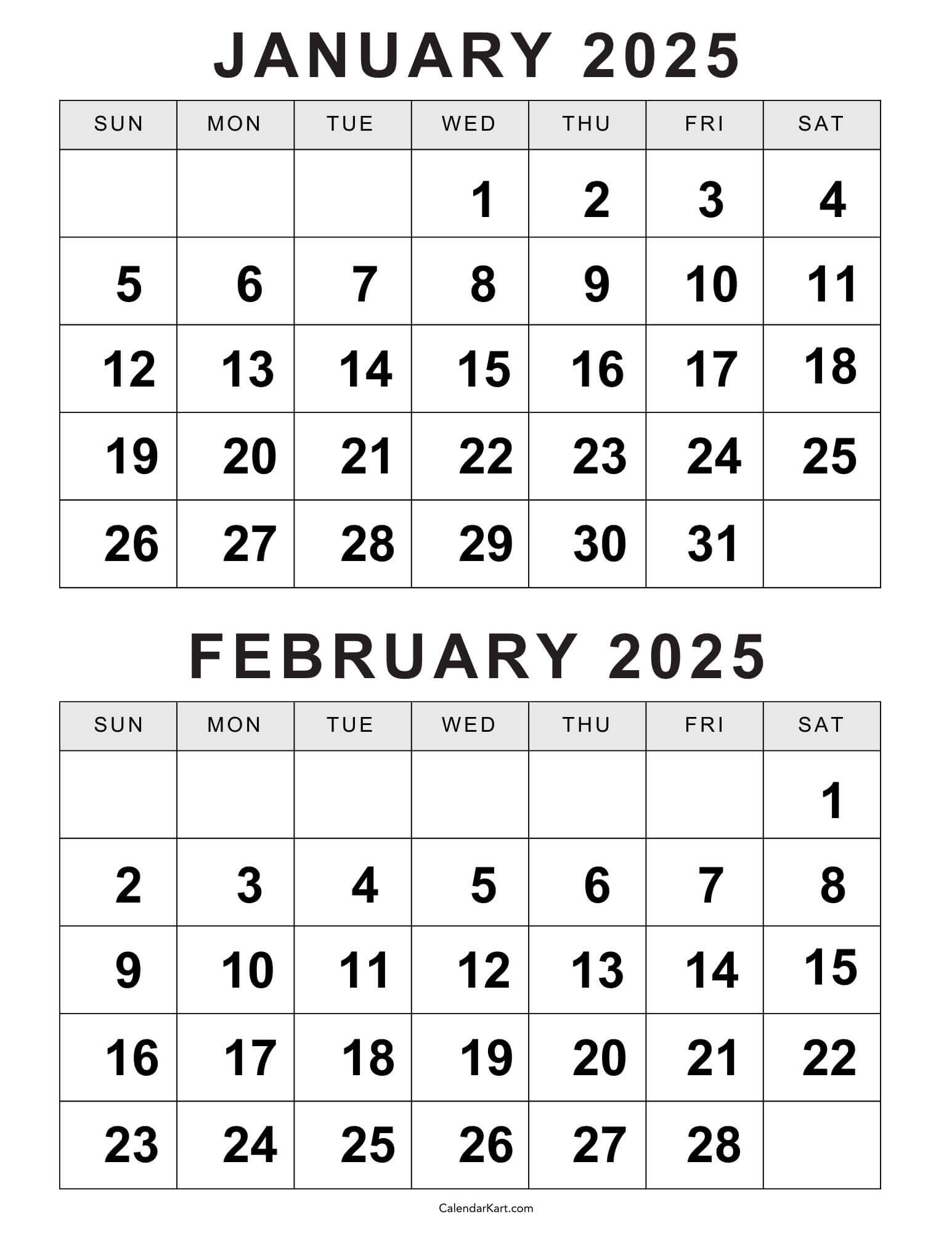 Free Printable January February Calendar 2025 - Calendarkart | Calendar 2025