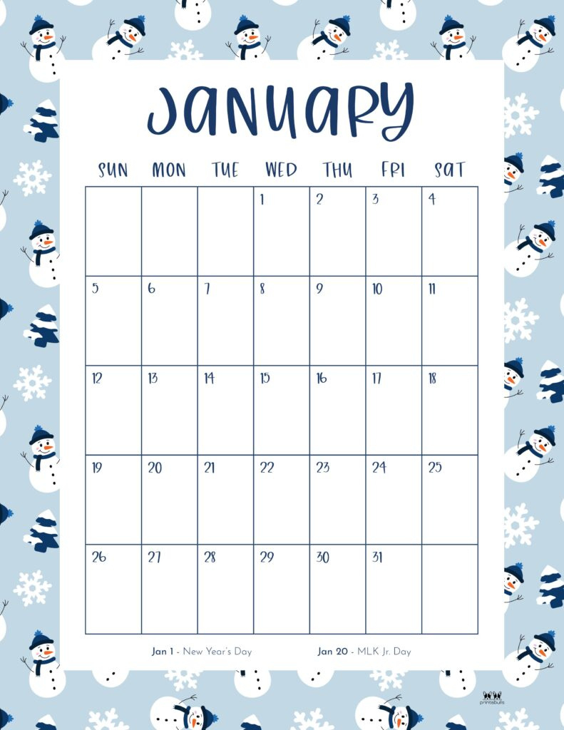 January 2025 Calendars - 107 Free Printables | Printabulls | January 2025 Calendar Vertical Printable