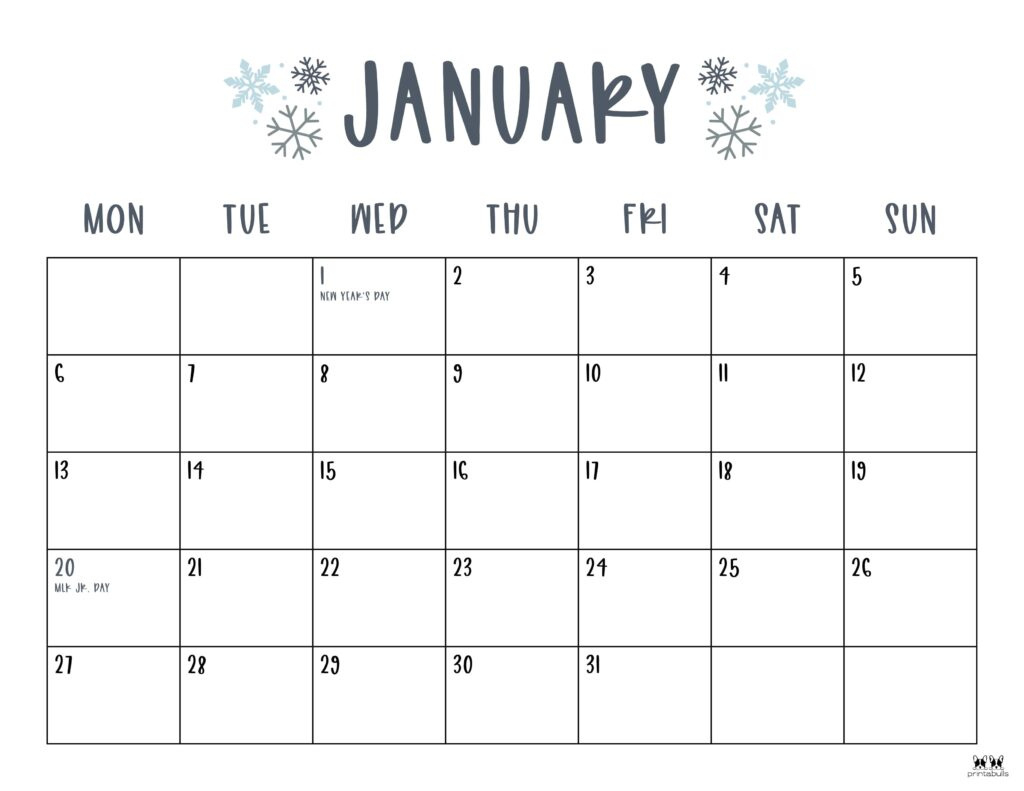 January 2025 Calendars - 107 Free Printables | Printabulls | Printable Calendar 2025 Free