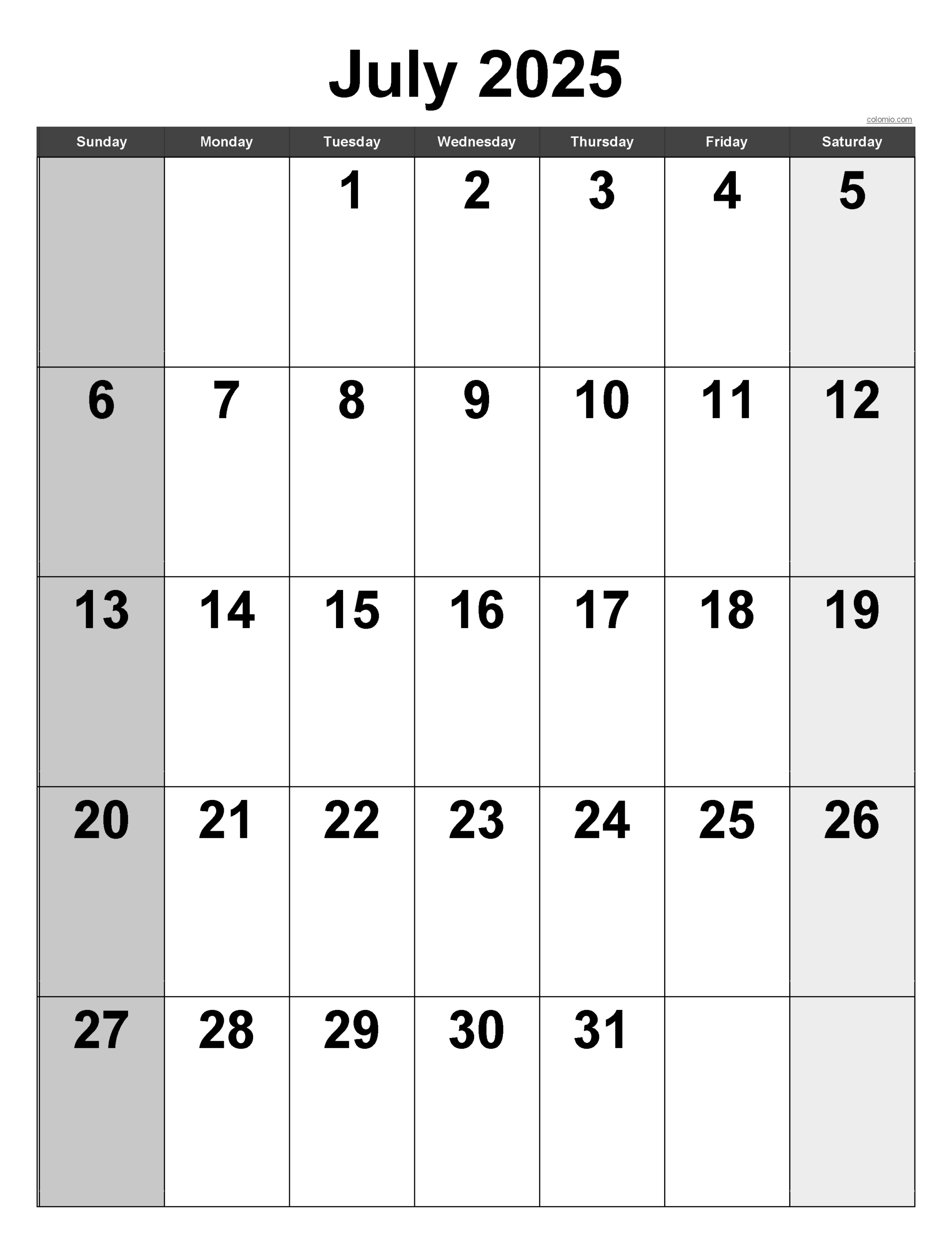 July 2025 Calendar | Free Printable Pdf, Xls And Png | 3 Month Vertical Calendar Printable July 2025