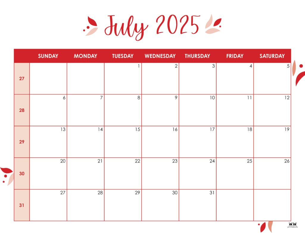 July 2025 Calendars - 107 Free Printables | Printabulls | Calendar 2025