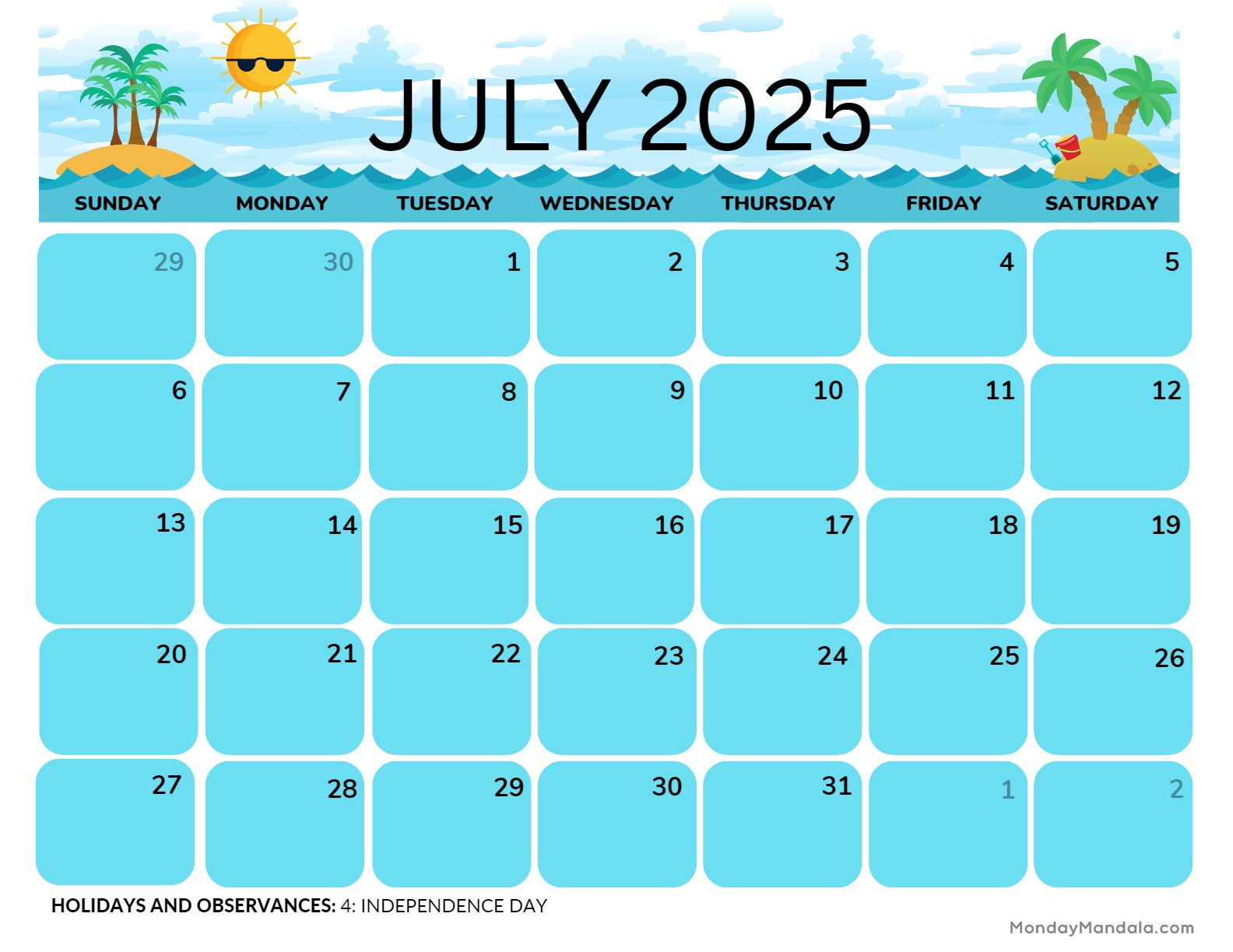 July 2025 Printable Calendar (52 Free Pdf Printables) | Calendar 2025