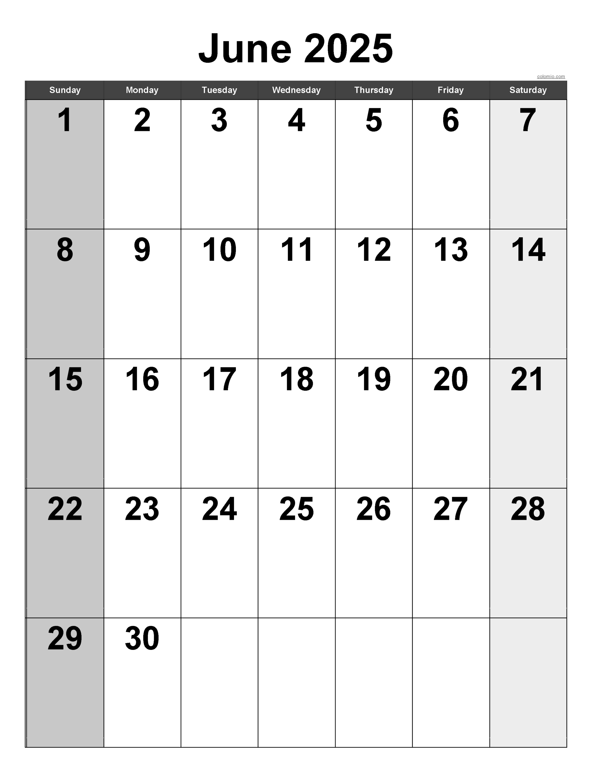 June 2025 Calendar | Free Printable Pdf, Xls And Png | Calendar 2025