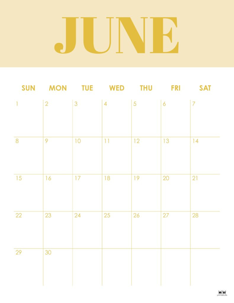 June 2025 Calendars - 107 Free Printables | Printabulls | June 2025 Calendar Printable Vertical