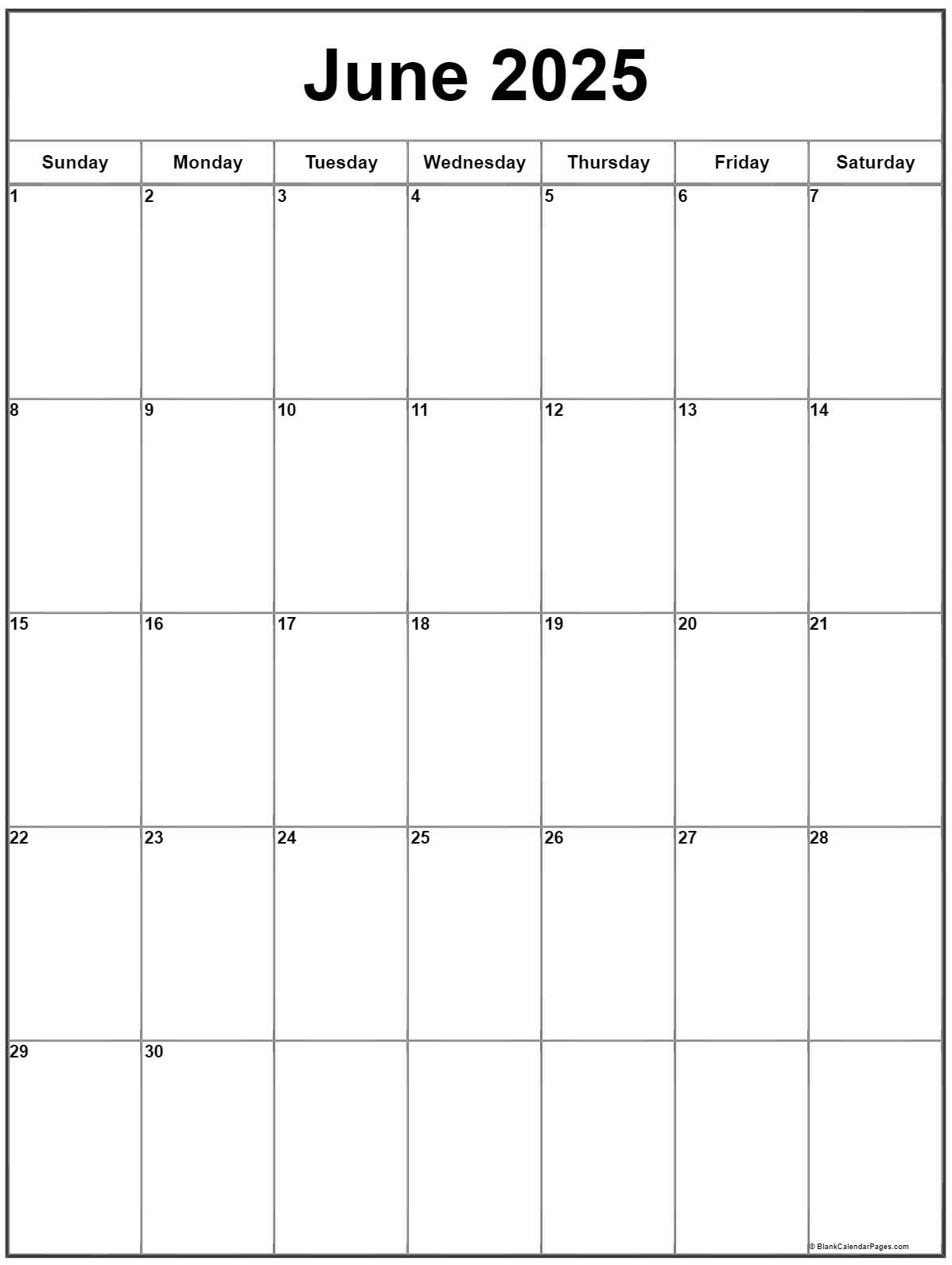 June 2025 Vertical Calendar | Portrait | June 2025 Calendar Printable Vertical