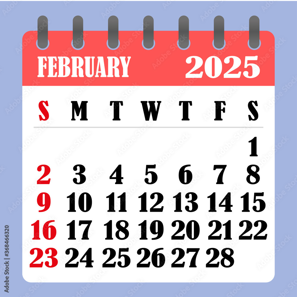 Letter Calendar For February 2025. The Week Begins On Sunday. Time | 2025 February Month Calendar