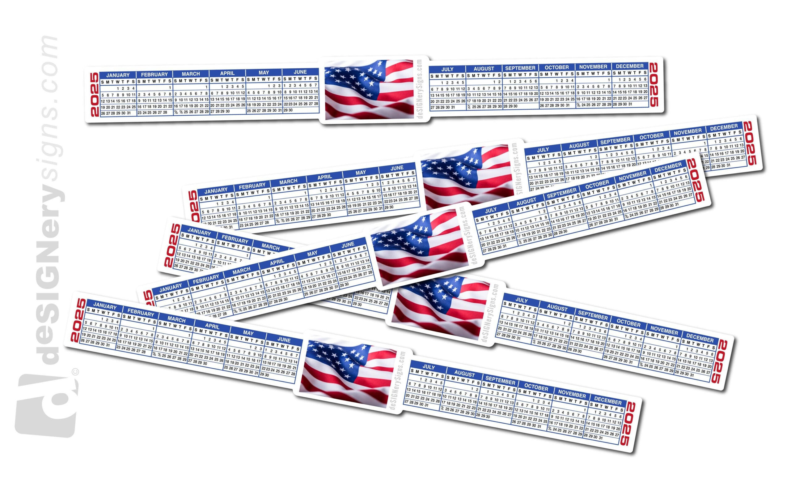 New 2025 U.s.a. Patriotic Vinyl Computer Calendar Strip Stickers | 13&amp;quot; X 1.50&amp;quot; | Patriotic Products | Free Printable Monitor Calendar Strips 2025