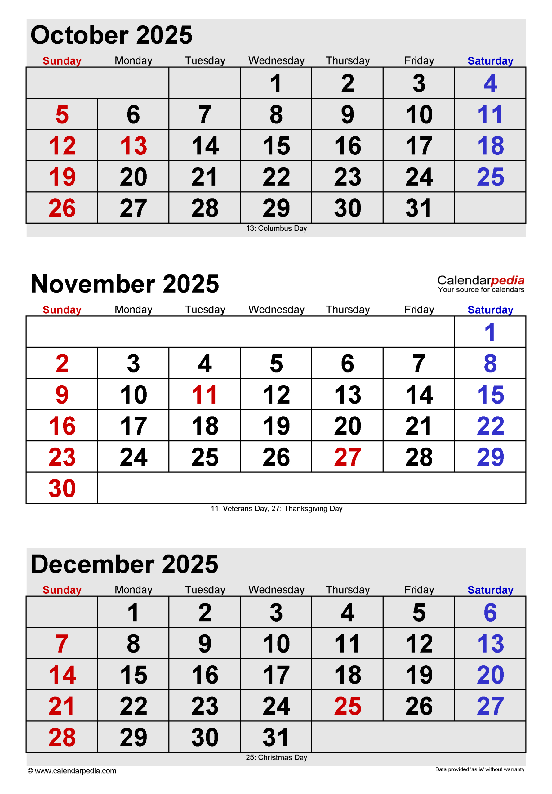 November 2025 Calendar | Templates For Word, Excel And Pdf | Calendar 2025