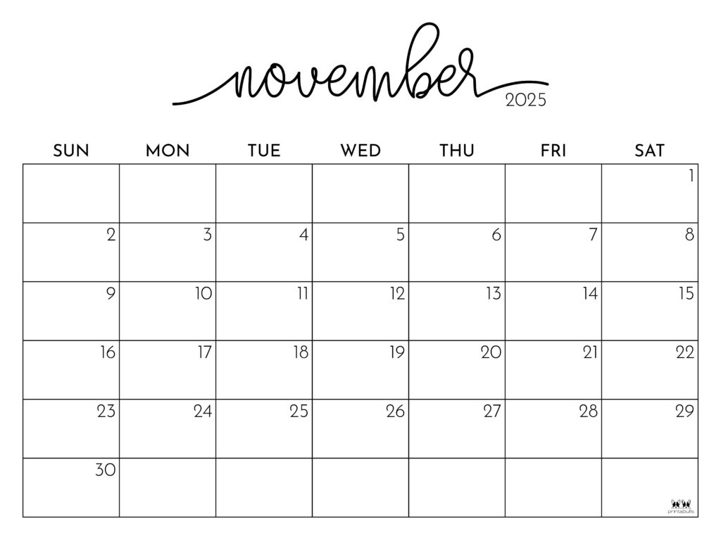 November 2025 Calendars - 107 Free Printables | Printabulls |  Calendar 2025