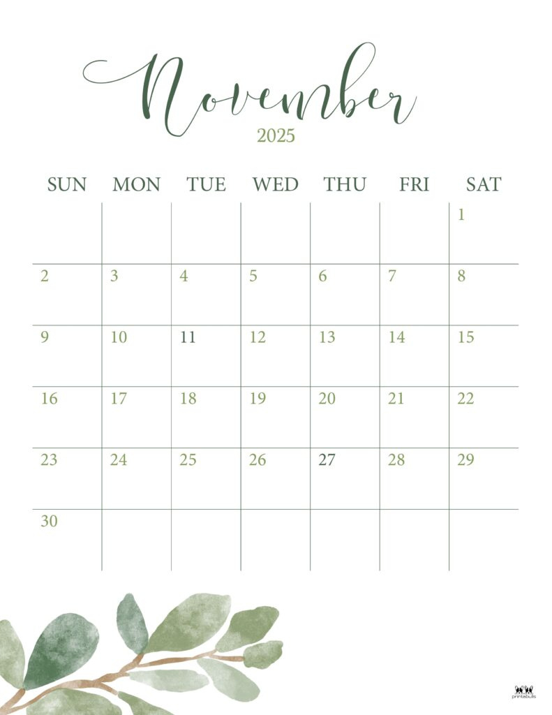 November 2025 Calendars - 107 Free Printables | Printabulls | Calendar 2025