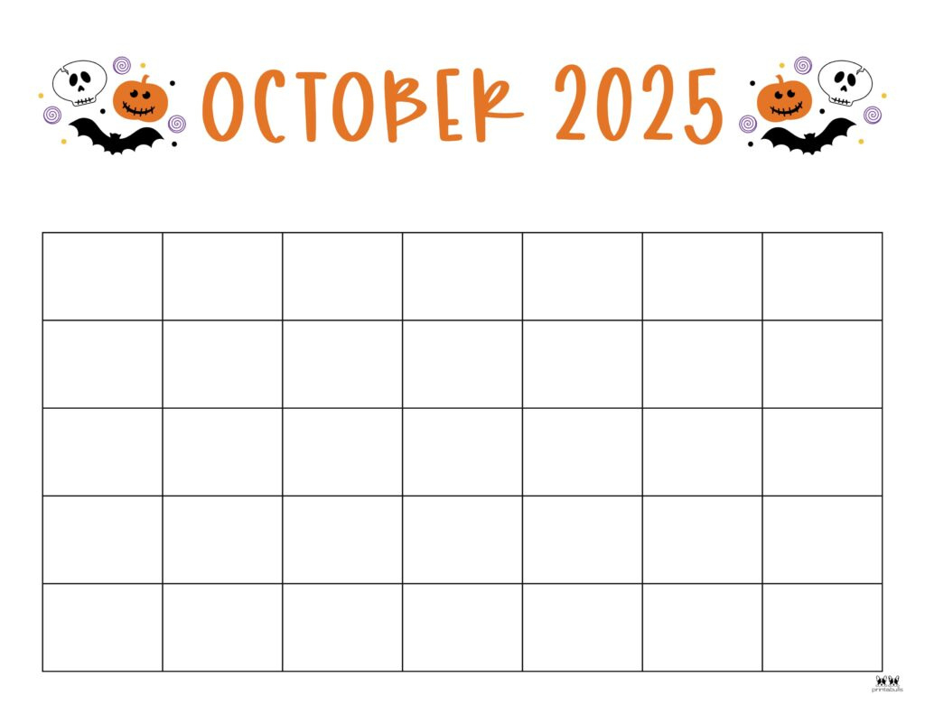 October 2025 Calendars - 107 Free Printables | Printabulls | Blank October 2025 Calendar Printable