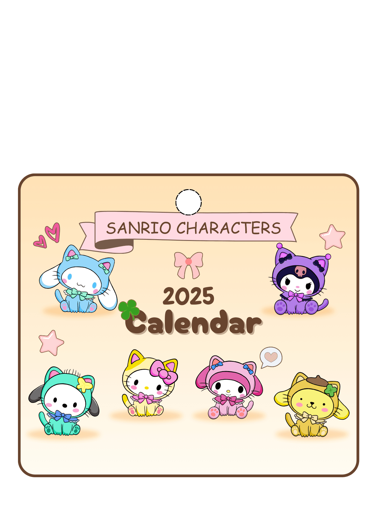 Printable 2025 Calendar With Sanrio Characters Design | Calendar 2025