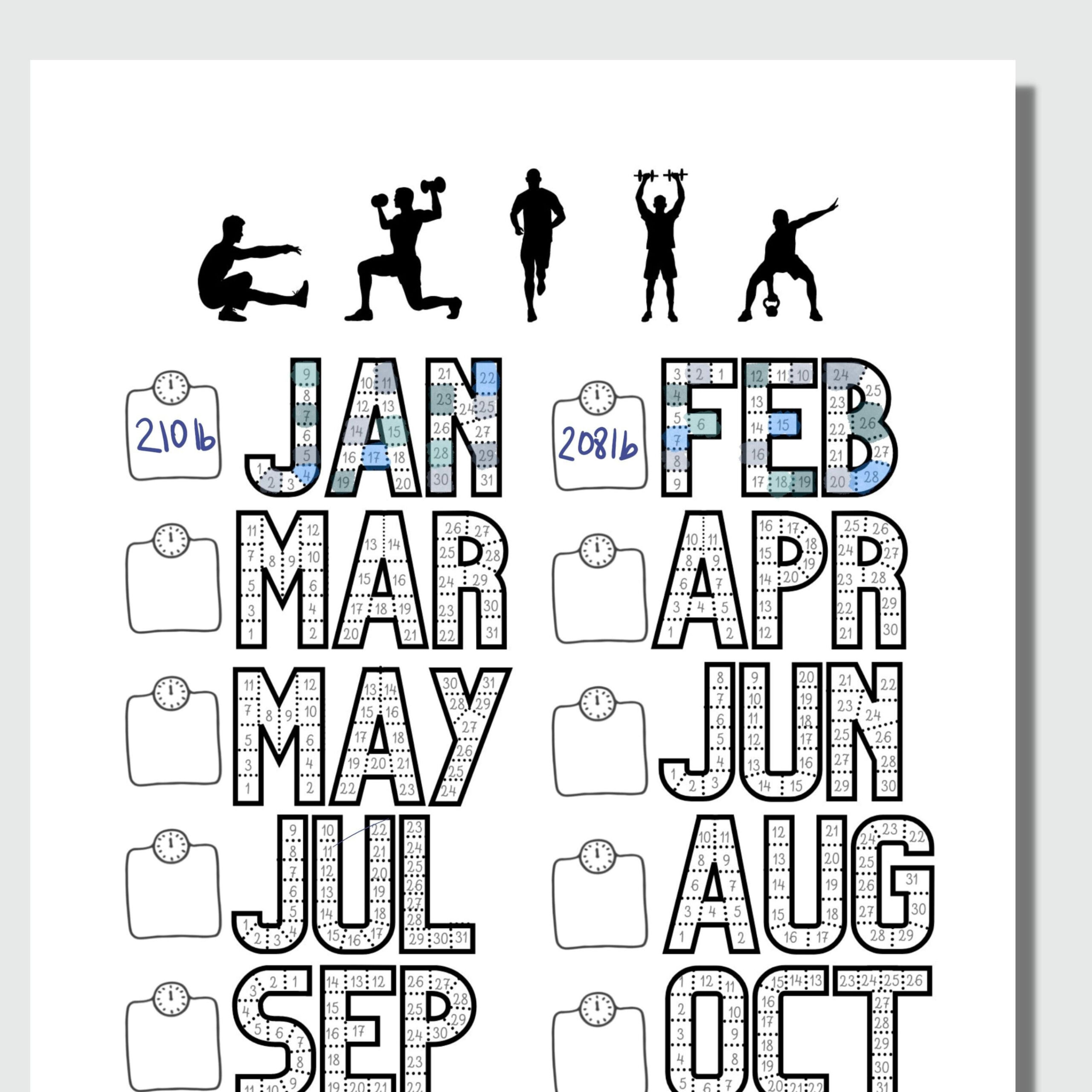 Printable 2025 Workout Tracker Daily Exercise Track Monthly Weight | Calendar 2025