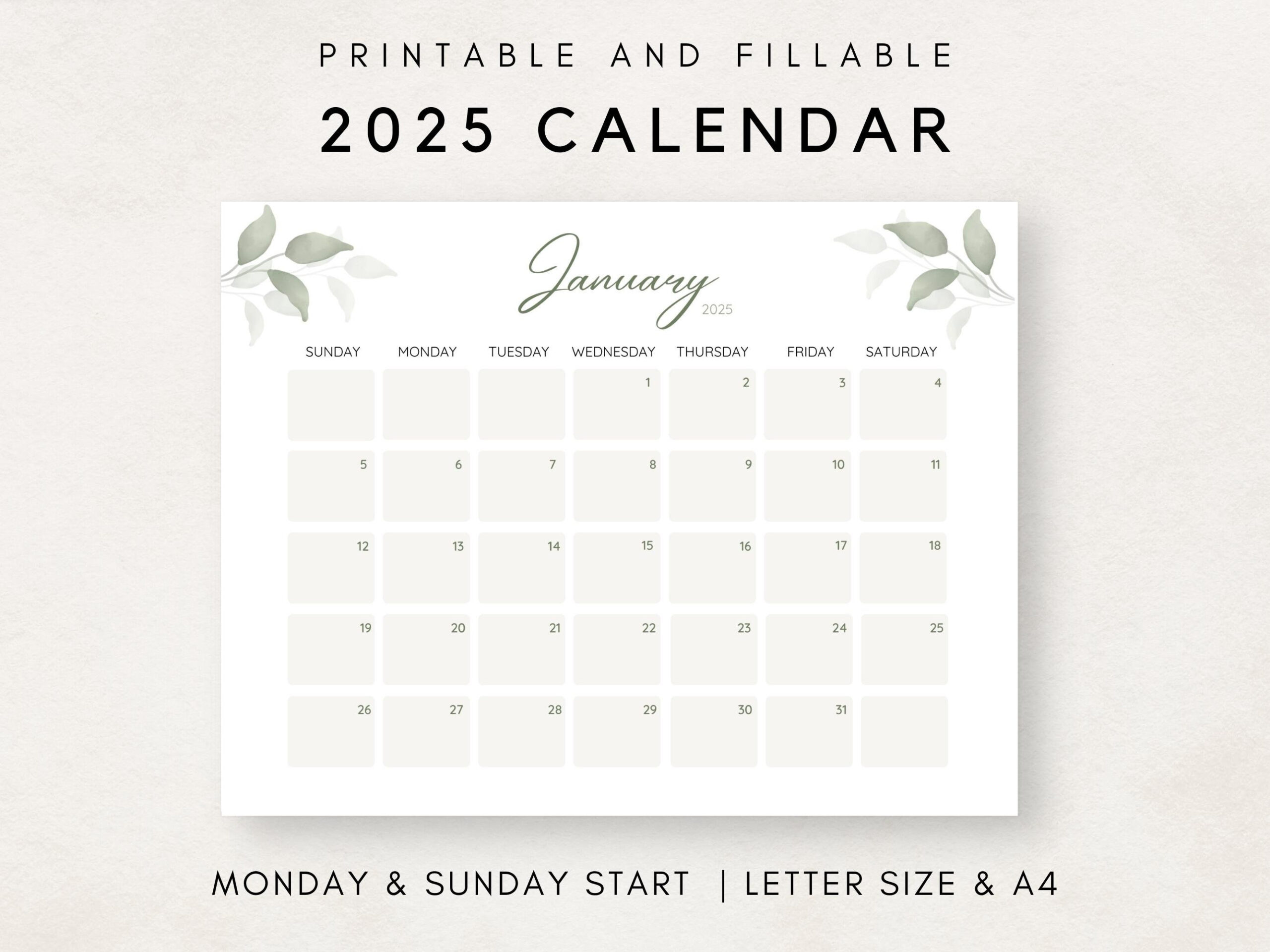 Printable Calendar 2025, Botanical Calendar Printable, 2025 | Calendar 2025