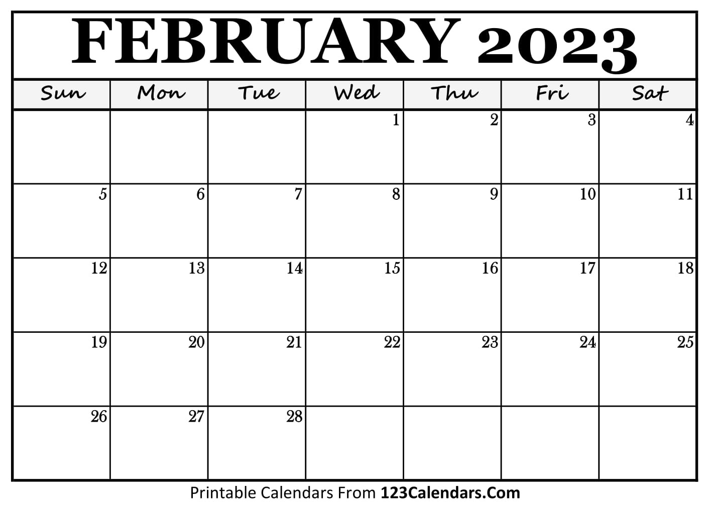 Printable February 2025 Calendar Templates - 123Calendars | February 2025 Calendar 123calendars