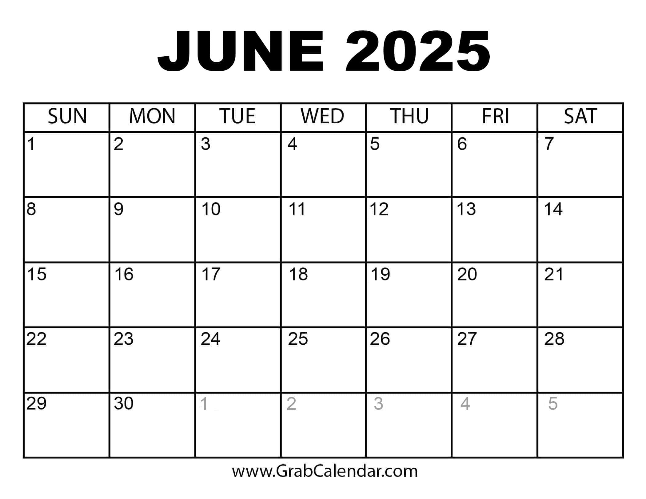 Printable June 2025 Calendar | Calendar 2025