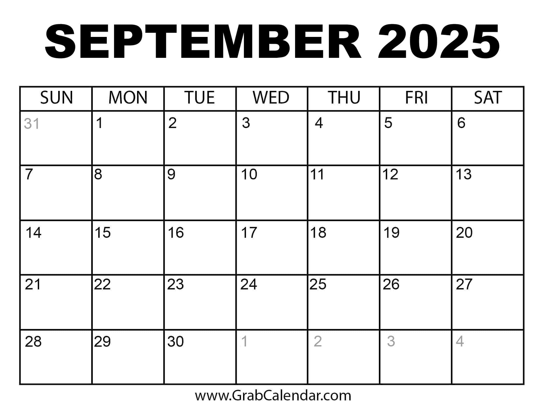 Printable September 2025 Calendar | September Apointment Calendar 2025 Printable