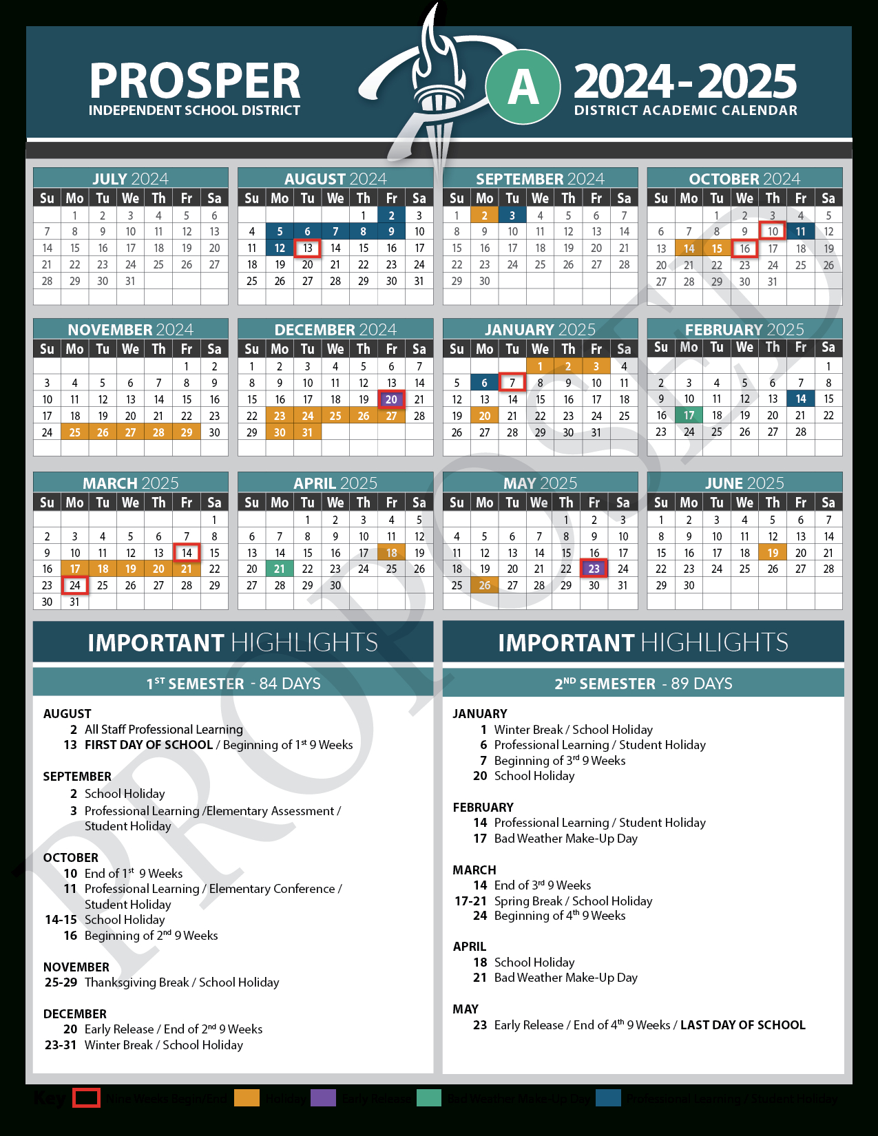 Prosper Isd Officials Seek Feedback On 2024-25 Academic Calendar | Prosper Isd 2024 - 2025 Calendar Printable