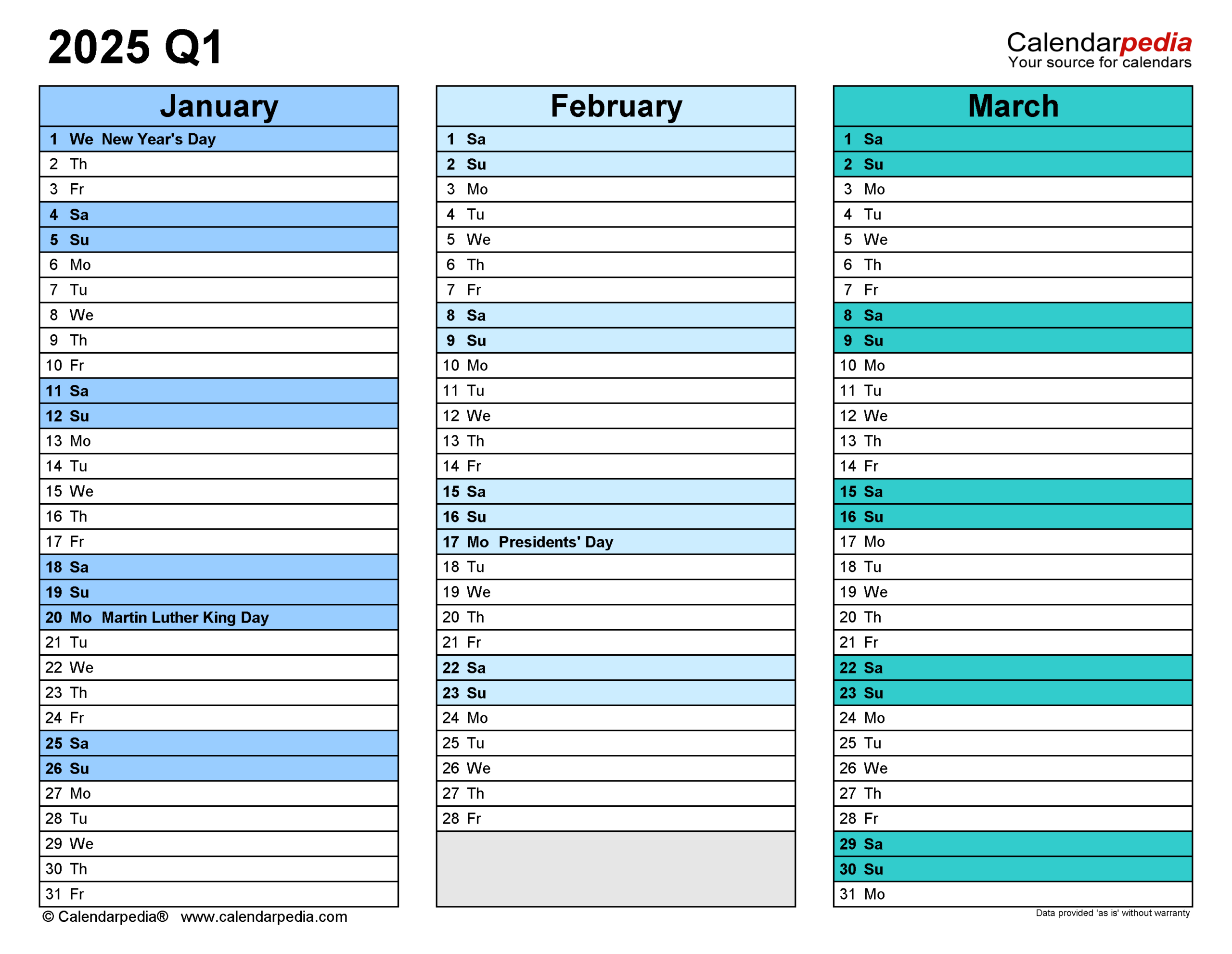 Quarterly Calendars 2025 - Free Printable Word Templates | Calendar 2025