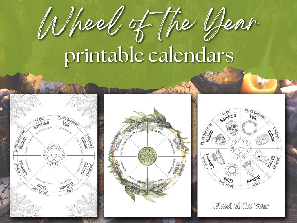 Rad Des Jahres Kalender 2024 2025 2026 Litha Lammas Mabon Samhain | Pagan Calendar 2025 Printable