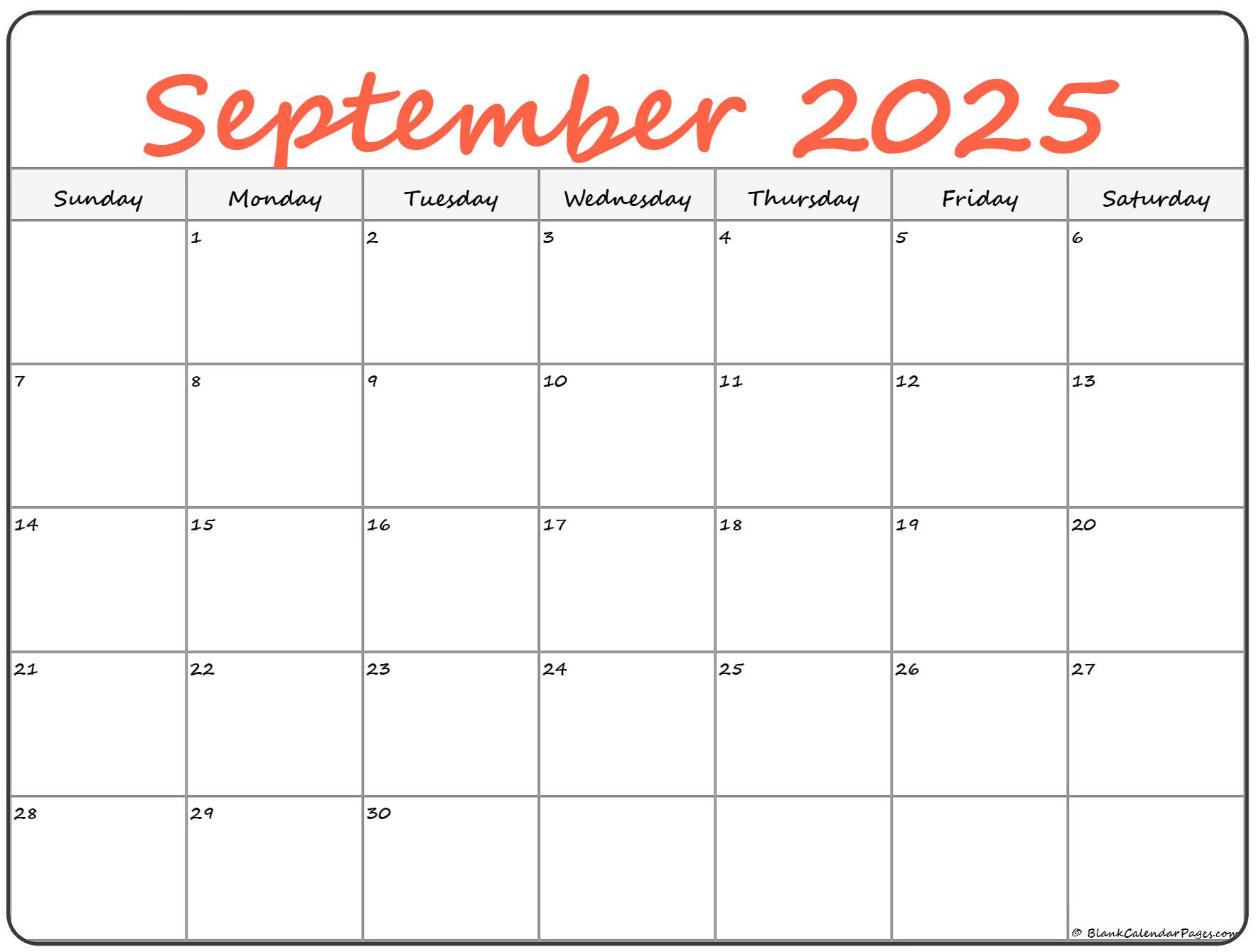 September 2025 Calendar | Free Printable Calendars | Calendar 2025