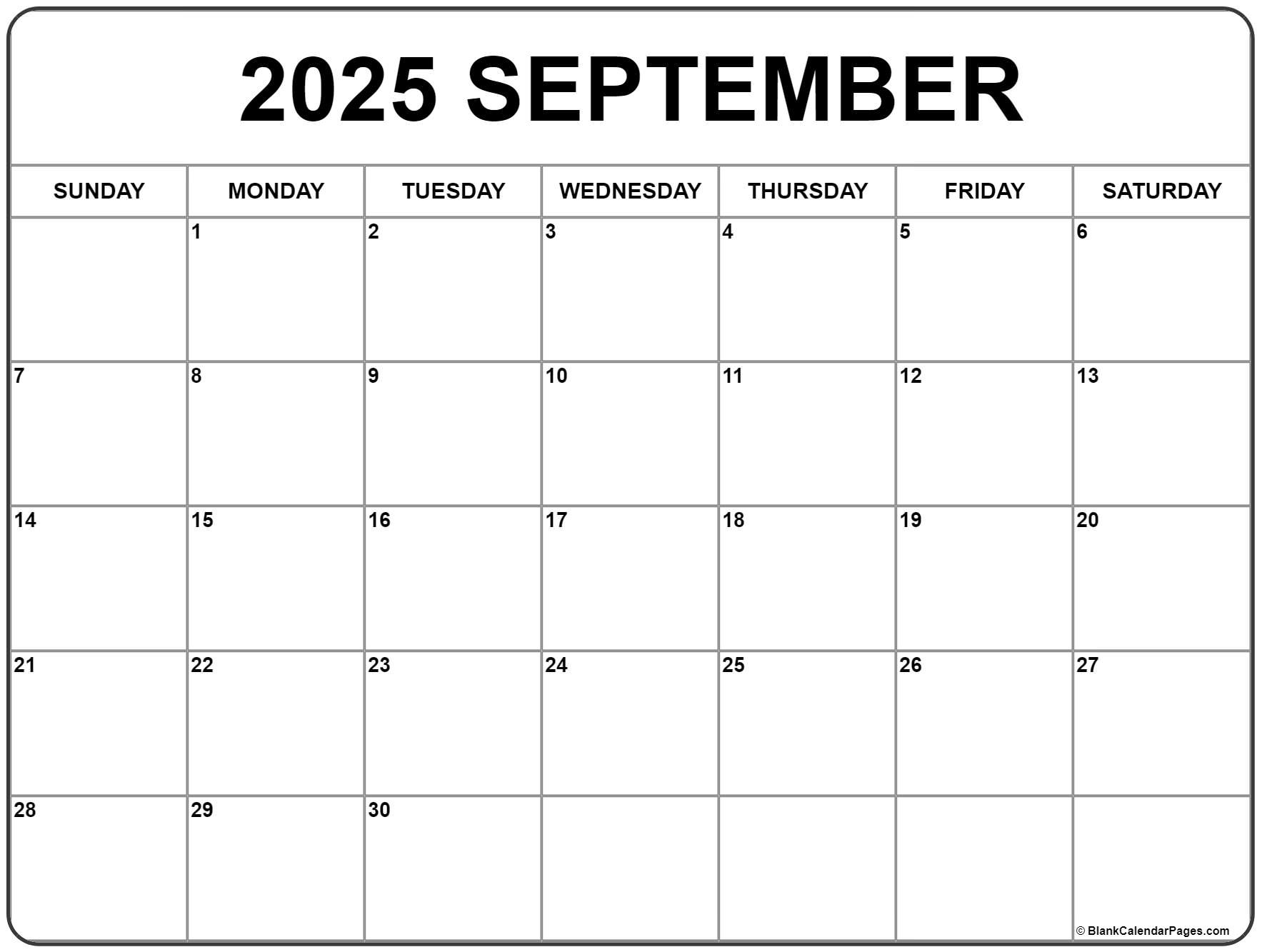 September 2025 Calendar | Free Printable Calendars | Printable Calendar September 2025-June 2025