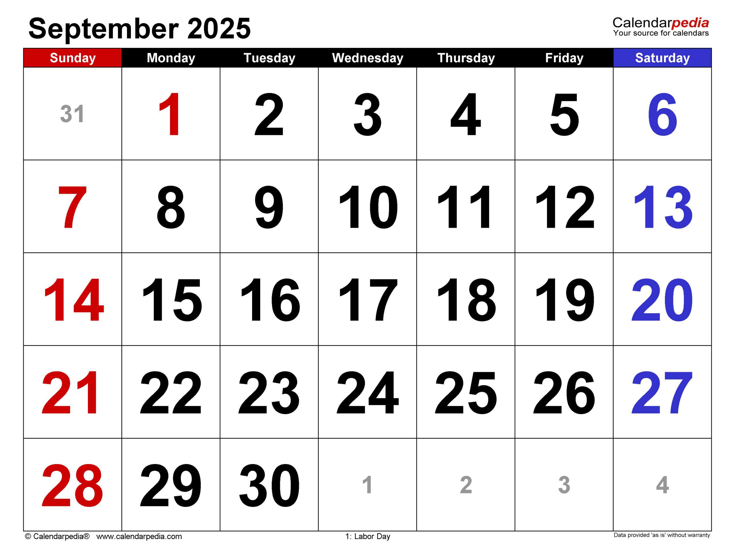 September 2025 Calendar | Templates For Word, Excel And Pdf | Calendar 2025