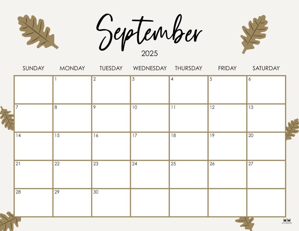 September 2025 Calendars - 107 Free Printables | Printabulls | Printable Blank Calendar September 2025