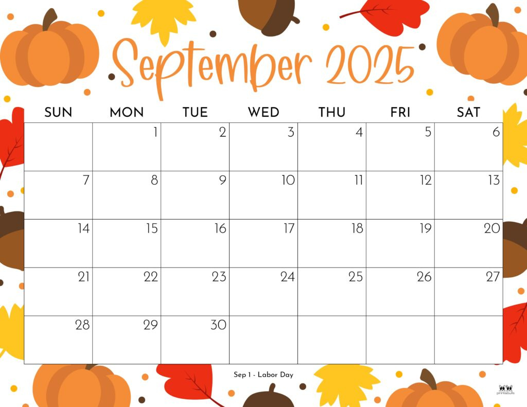 September 2025 Calendars - 107 Free Printables | Printabulls | Sept Calendar 2025 Printable