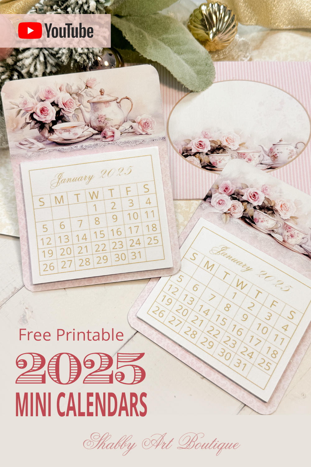 Simply Christmas: Free Printable 2025 Mini Calendars - Shabby Art | 2025 Mini Calendar Printable