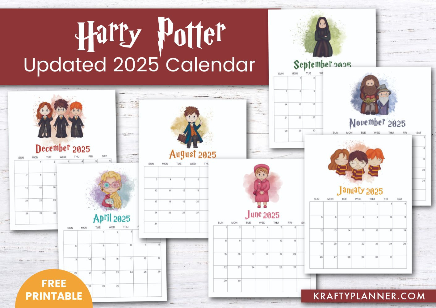 Updated 2025 Harry Potter Calendar — Krafty Planner |  Calendar 2025