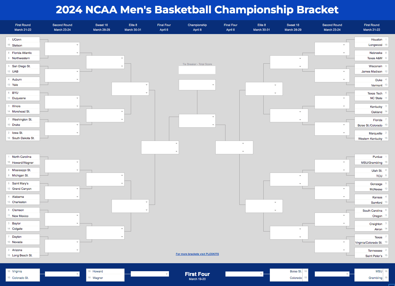 2025 March Madness Bracket (Excel &amp;amp; Google Sheets Template) | Calendar 2025