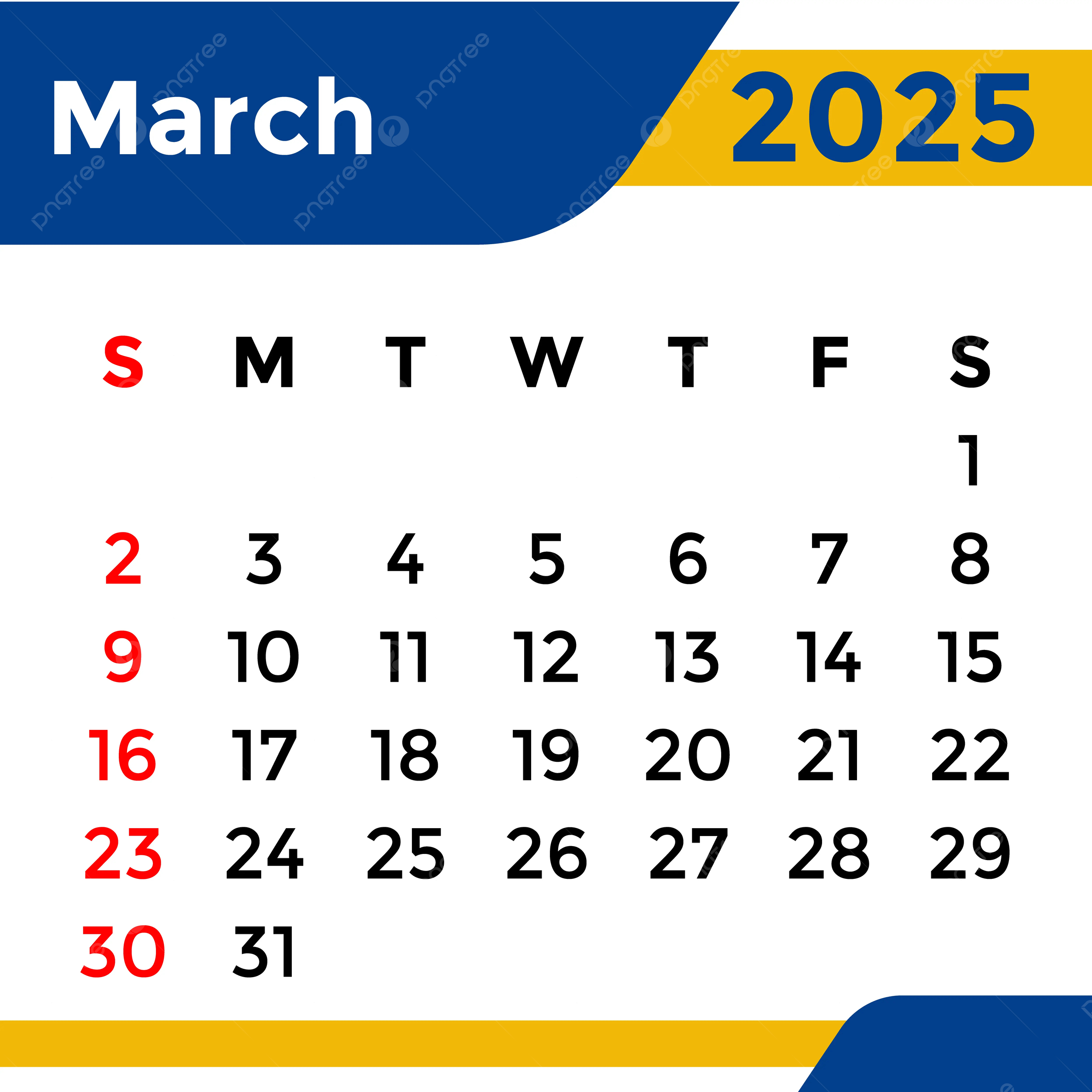 Calendar 2025 March Month Vector Template Download On Pngtree | 2025 March Month Calendar