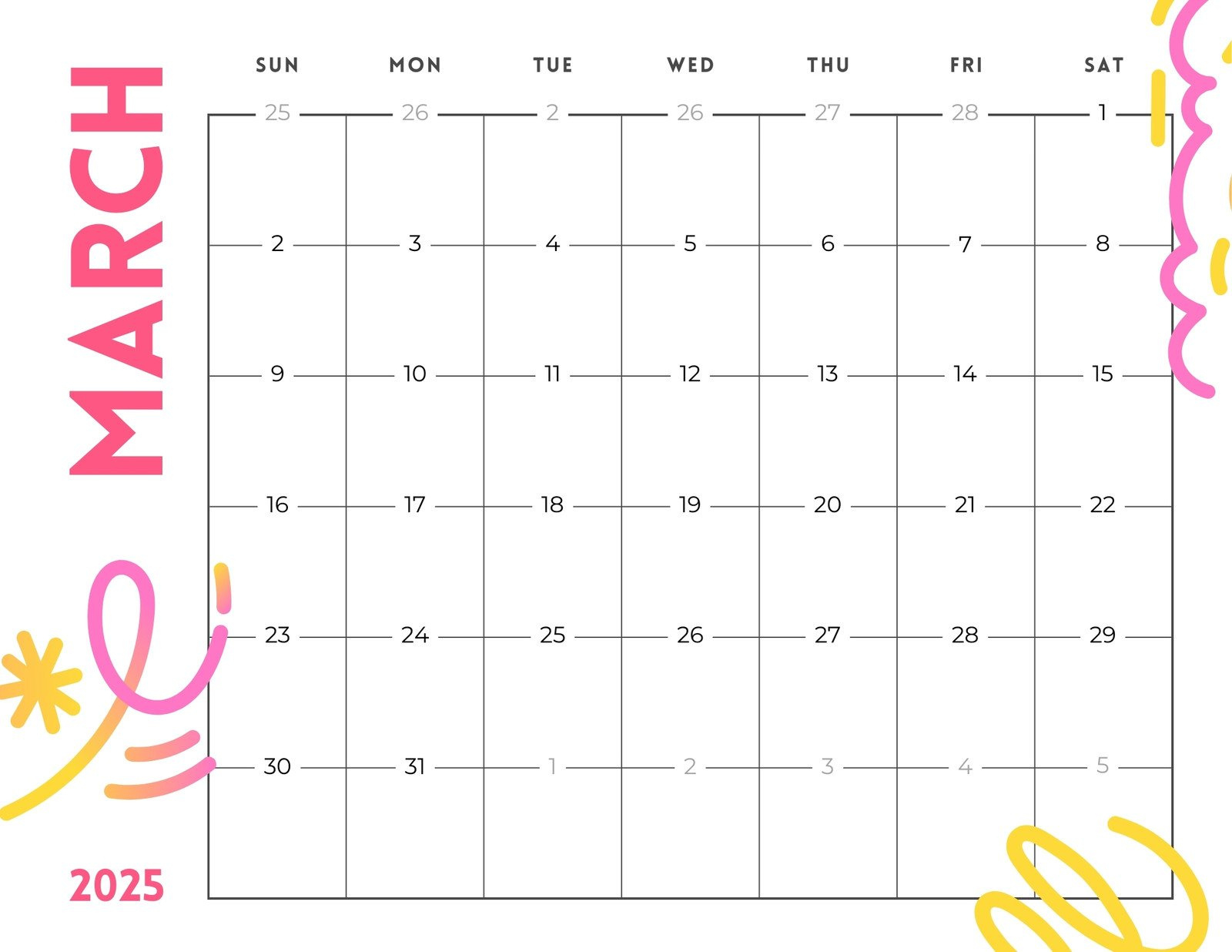 Free And Customizable March Templates | March Whiteboard Calendar Ideas 2025