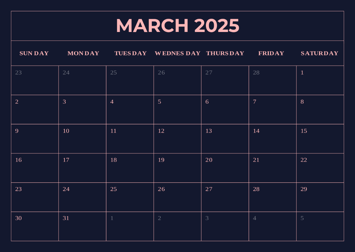 Free March 2025 Calendar With Moon Phases Template To Edit Online | March Madness 2025 Calendar Printable