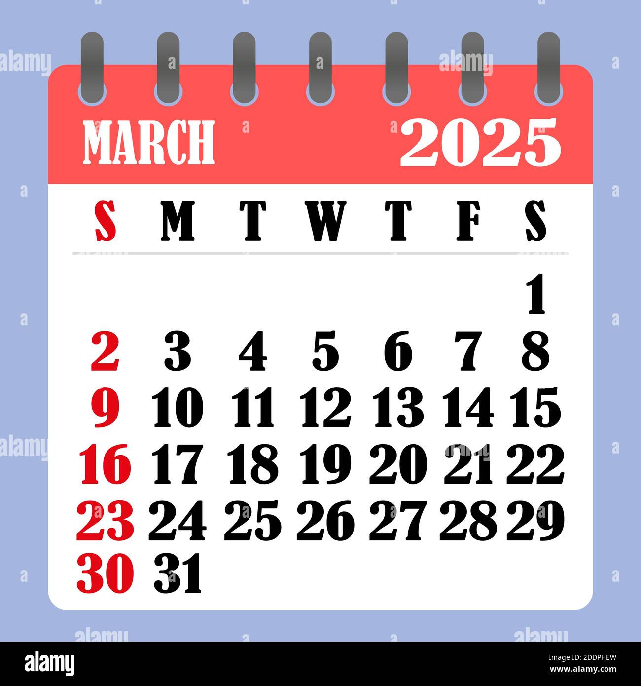 Letter Calendar For March 2025. The Week Begins On Sunday. Time | 2025 March Month Calendar