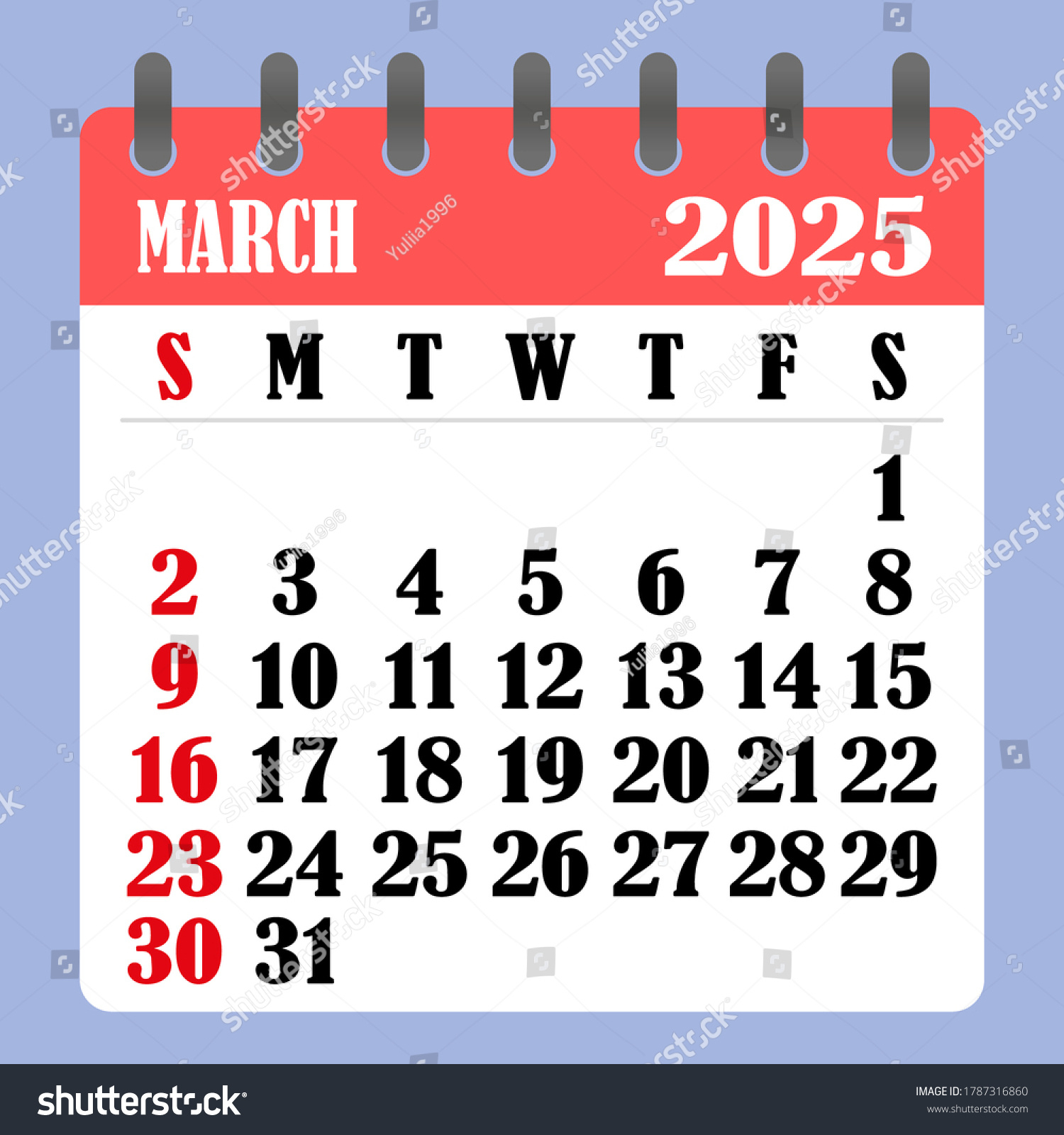 Letter Calendar March 2025 Week Begins Stock Vector (Royalty Free | Show Me March 2025 Calendar