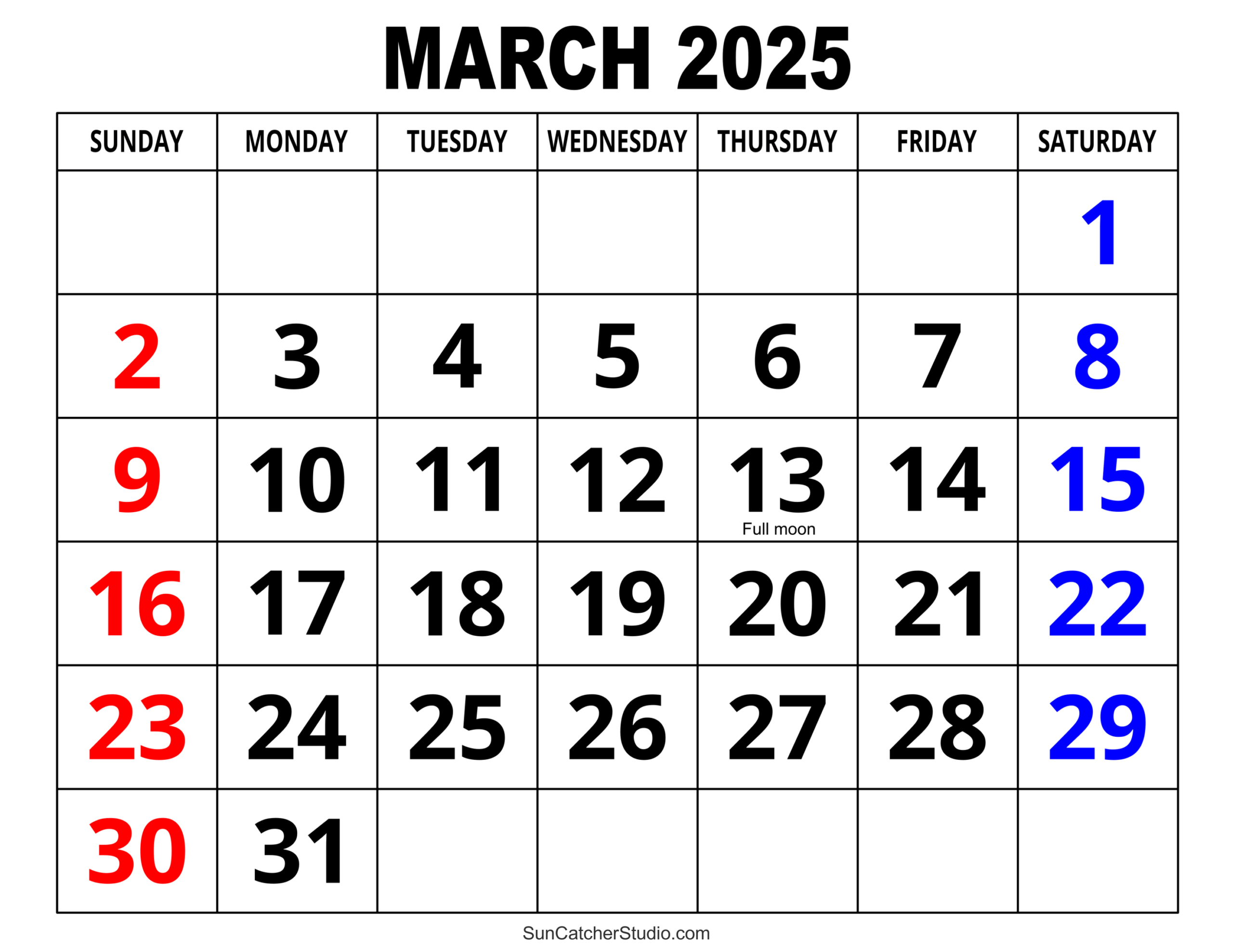 March 2025 Calendar (Free Printable) – Free Printables, Monograms | Calendar 2025