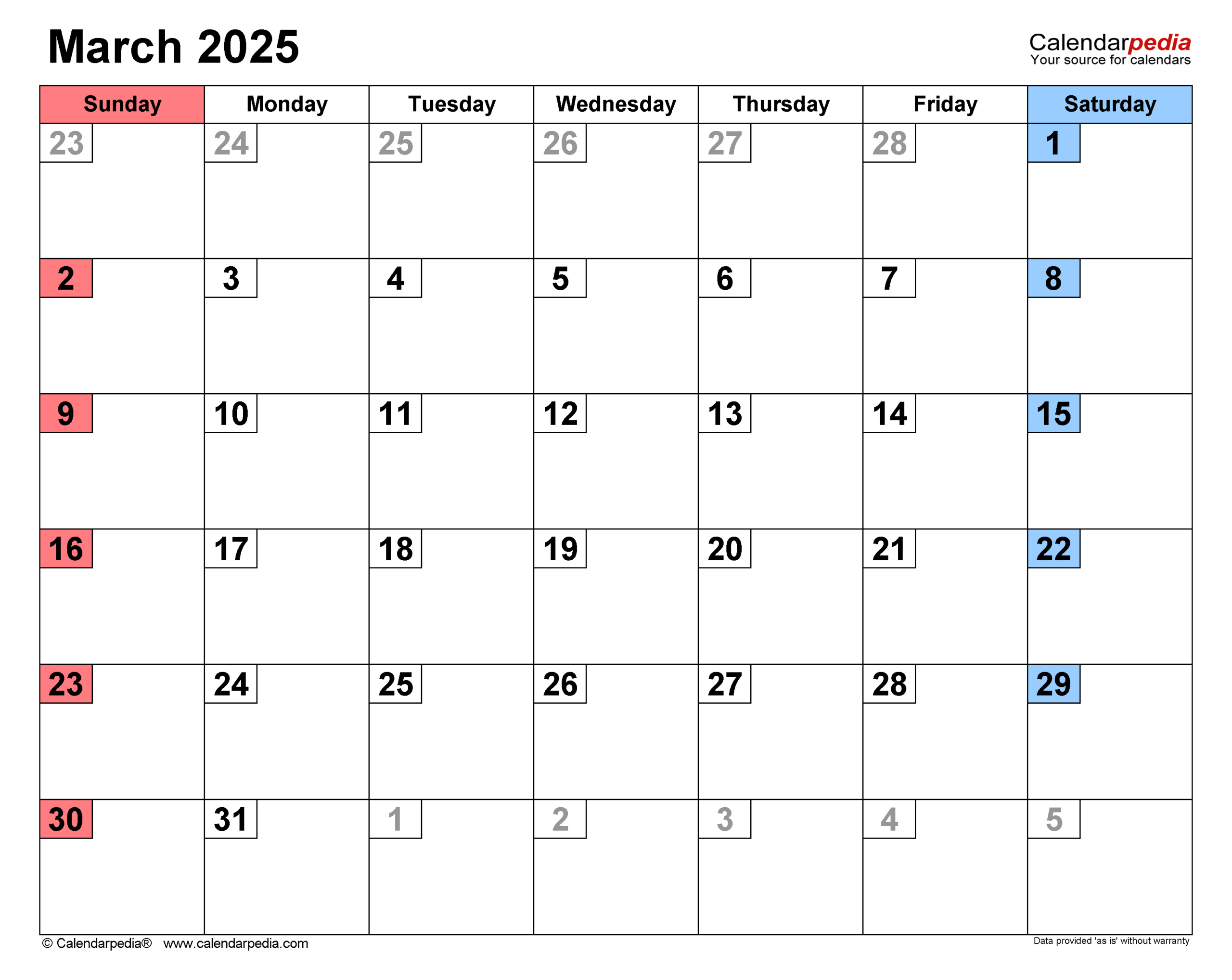 March 2025 Calendar | Templates For Word, Excel And Pdf | Event Calendar For March 2025