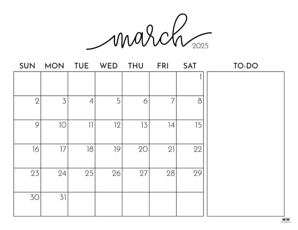 March 2025 Calendars - 107 Free Printables | Printabulls | 2025 Calendar March 2025