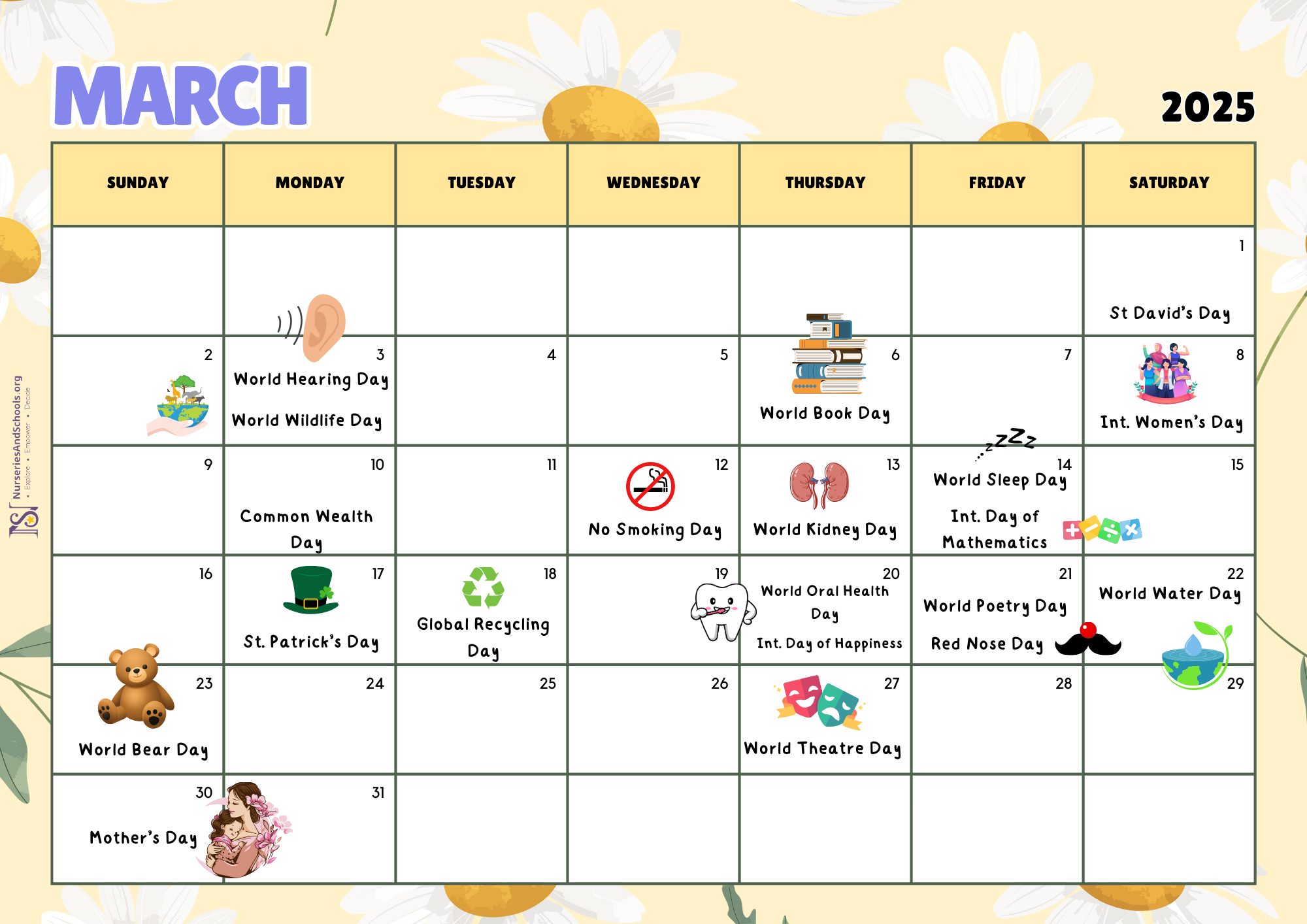 March Events Calendar 2025 - Free Worksheet | Uk | Calendar 2025