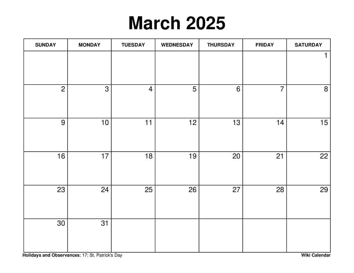 Printable March 2025 Calendar - Wiki Calendarwiki Calendar - Issuu | March 2025 Printable Calendar Wiki