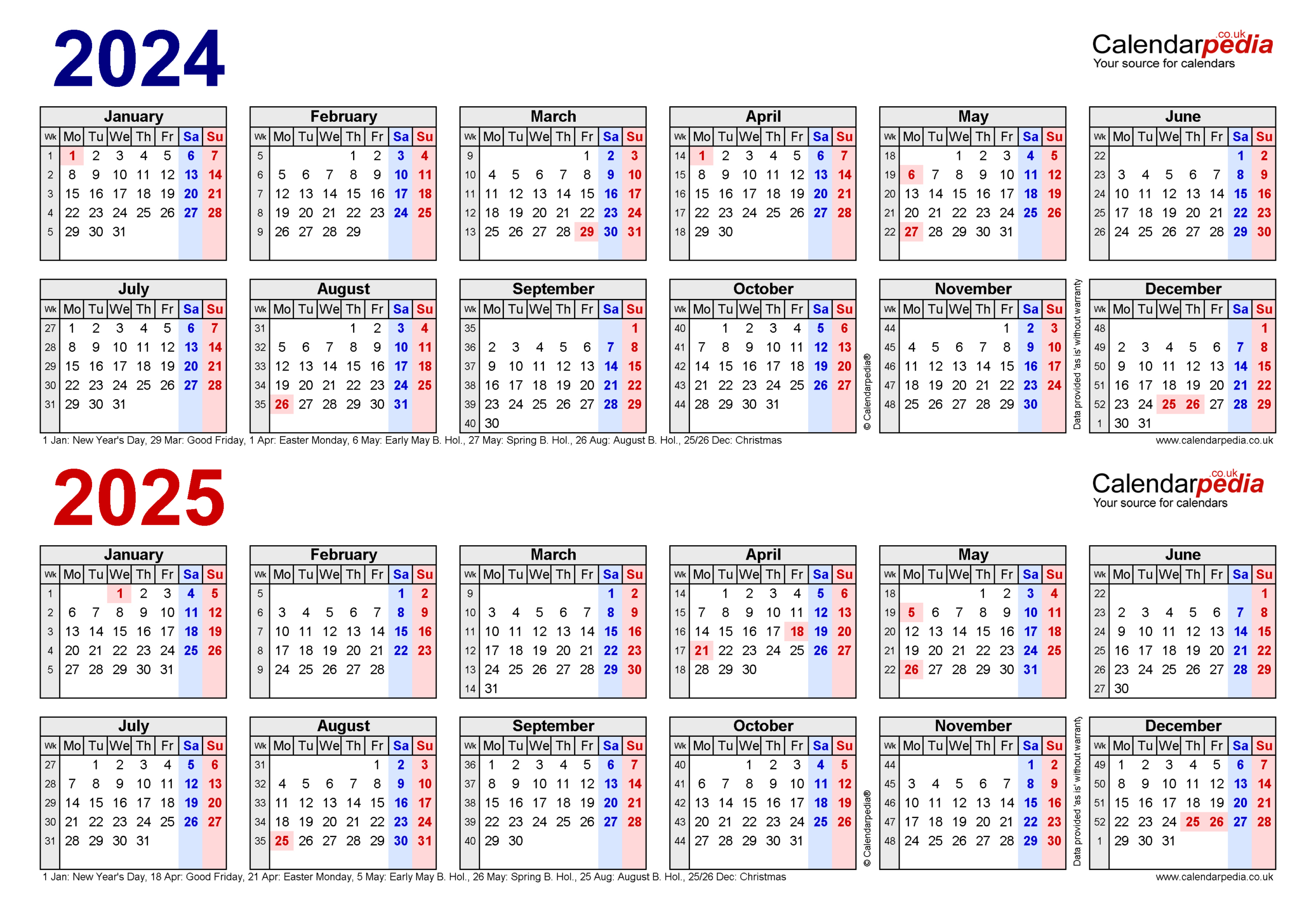 Two Year Calendars For 2024 And 2025 (Uk) For Microsoft Excel | April 2024 To March 2025 Calendar Printable