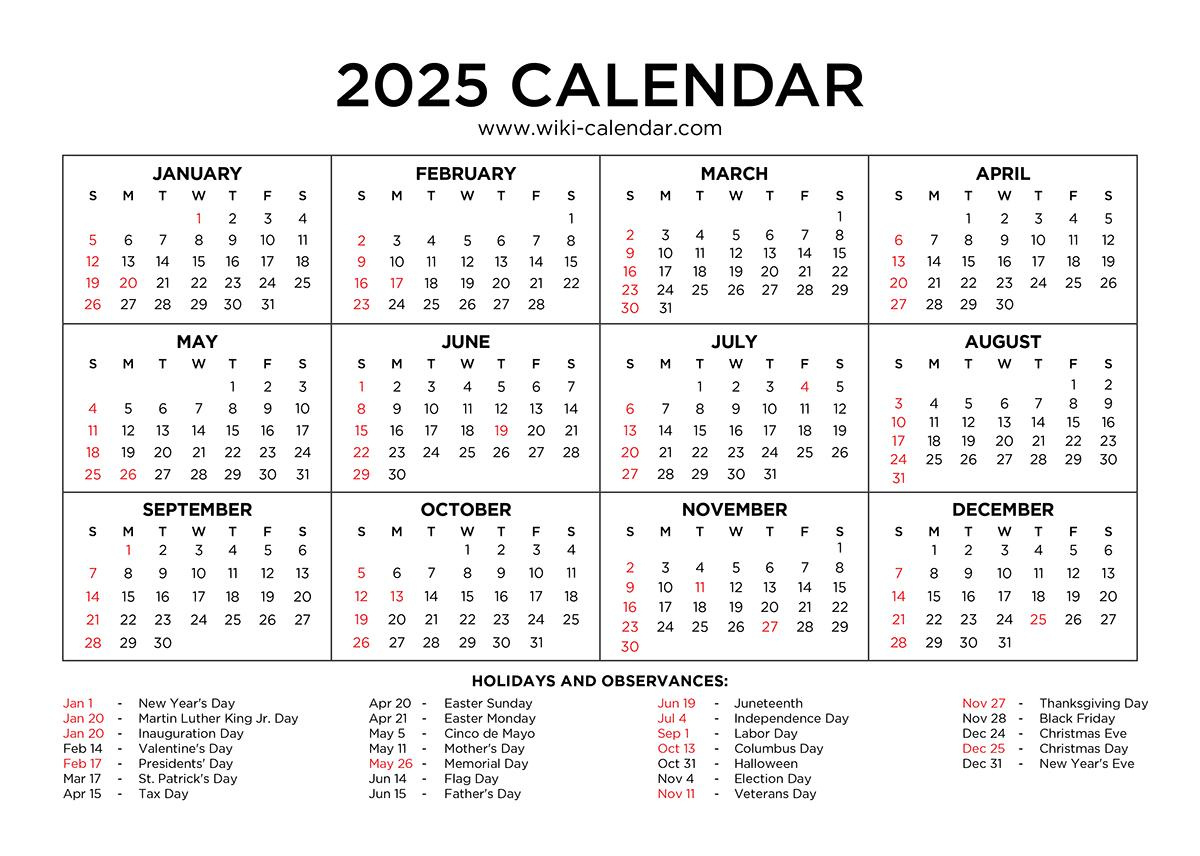 Year 2025 Calendar - Wiki Calendarwiki Calendar - Issuu | Calendar 2025