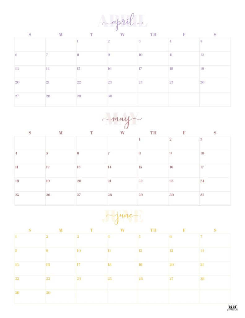 2025 Three Month/Quarterly Calendars - 36 Free Cals | Printabulls | Calendar 2025