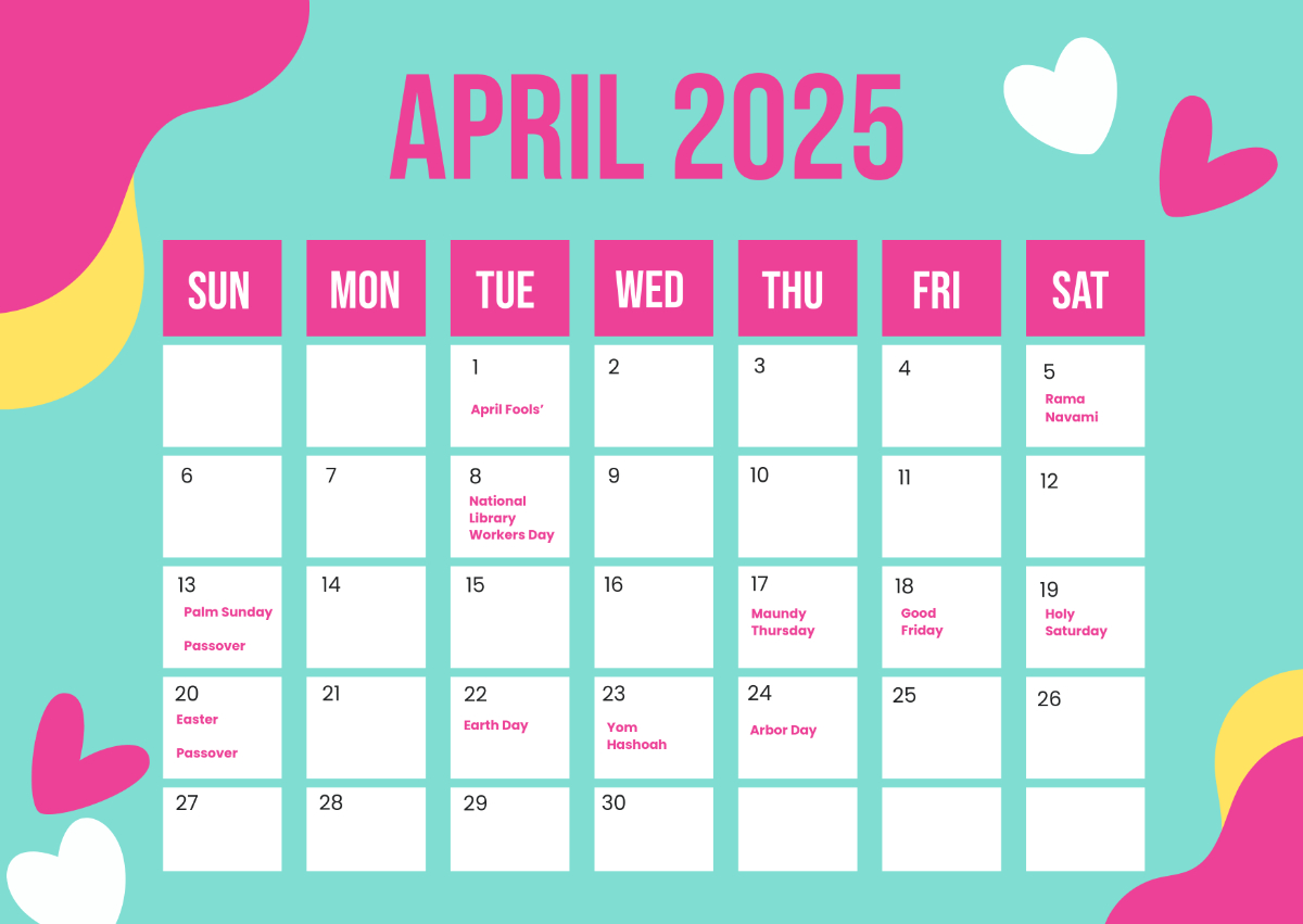 Free April 2025 Calendar With Holidays Template To Edit Online | 2025 April Calendar With Holidays Printable