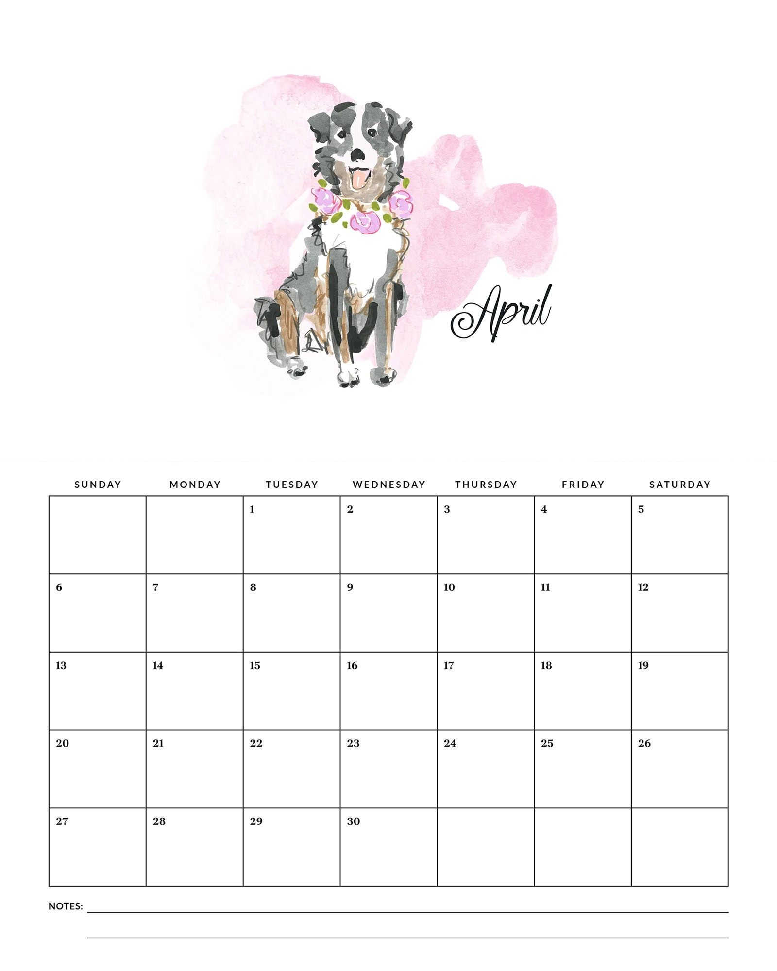 Free Printable 2025 Watercolor Dog Calendar - The Cottage Market | Calendar 2025